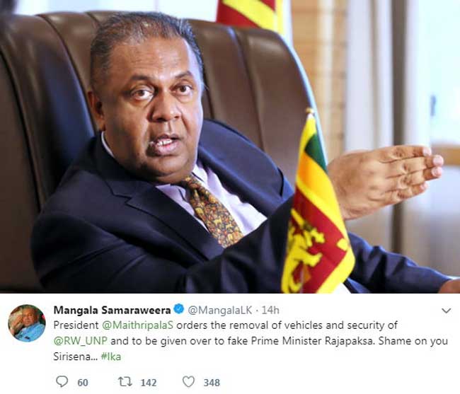 Mangala calls out on President over twitter