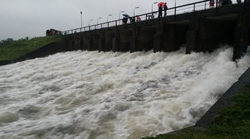 Ten sluice gates of Parakrama Samudra opened