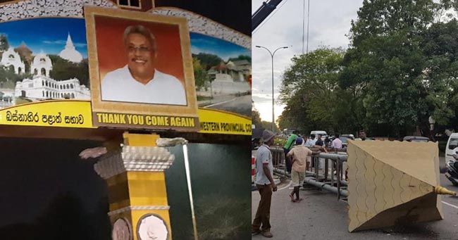 President removes pandal with his portrait in Katunayake