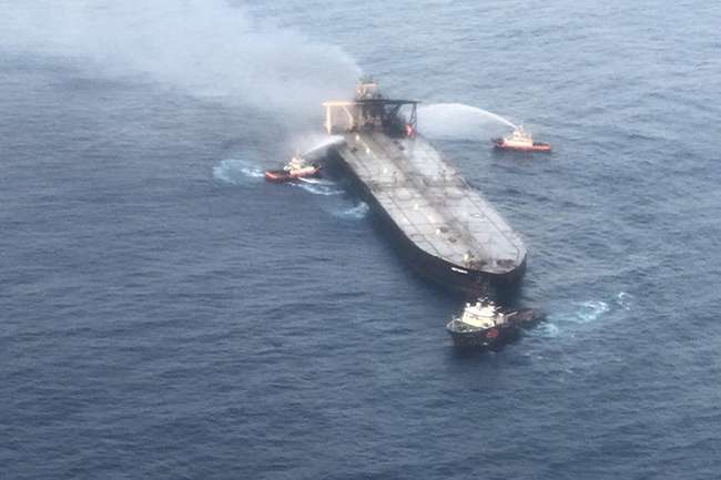 Blaze engulfing oil tanker brought under control - Navy