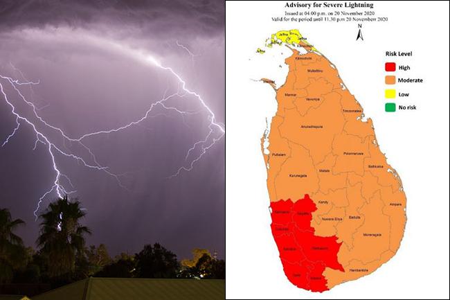 Advisory issued for thundershowers accompanied by severe lightning