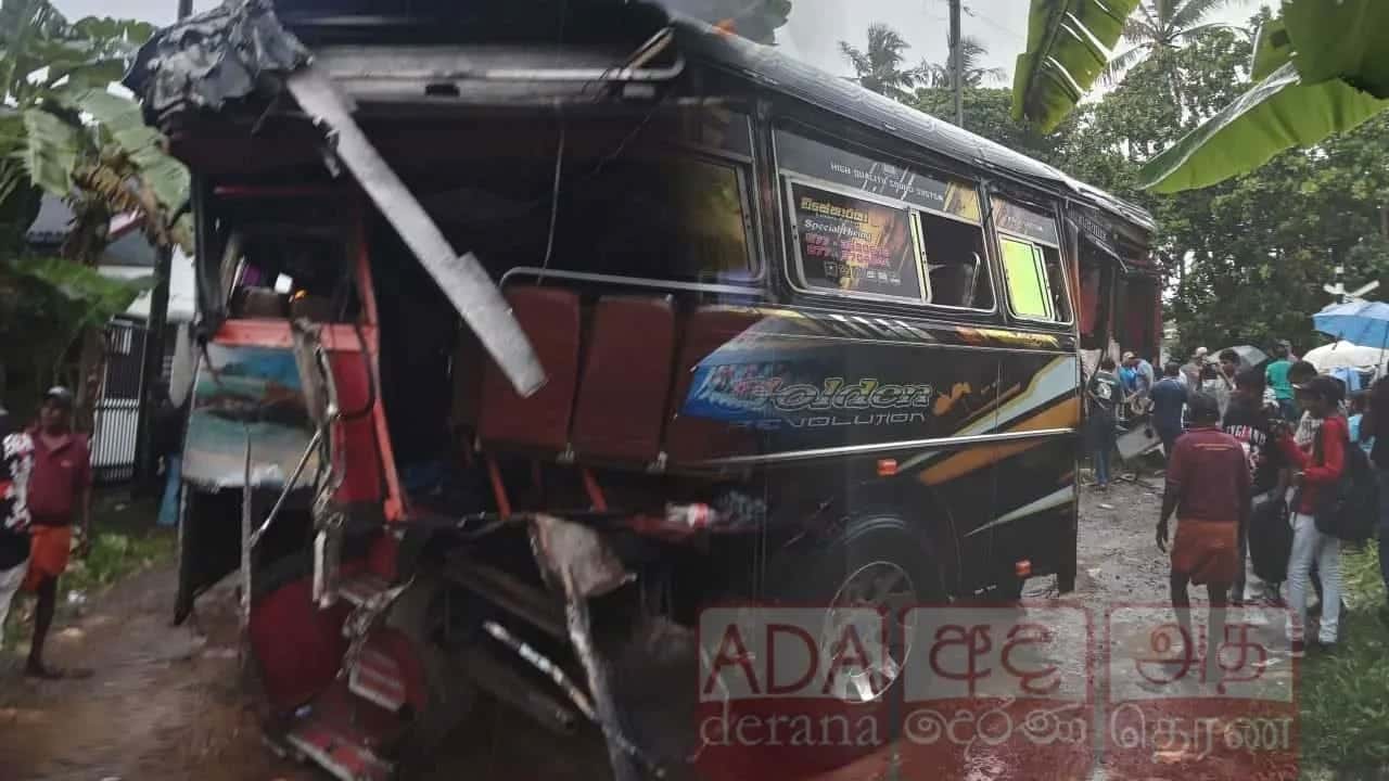 Ten children injured in bus-train collision in Habaraduwa
