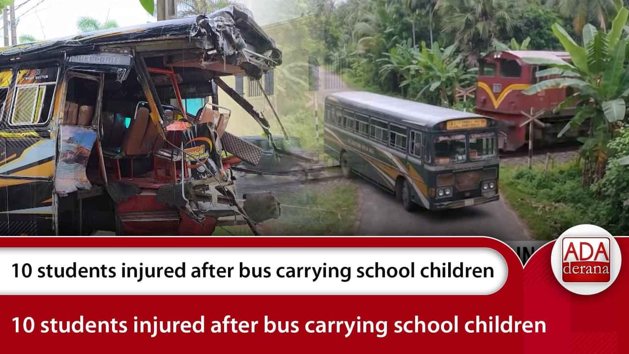 10 students injured after bus carrying school children collides with train in Koggala