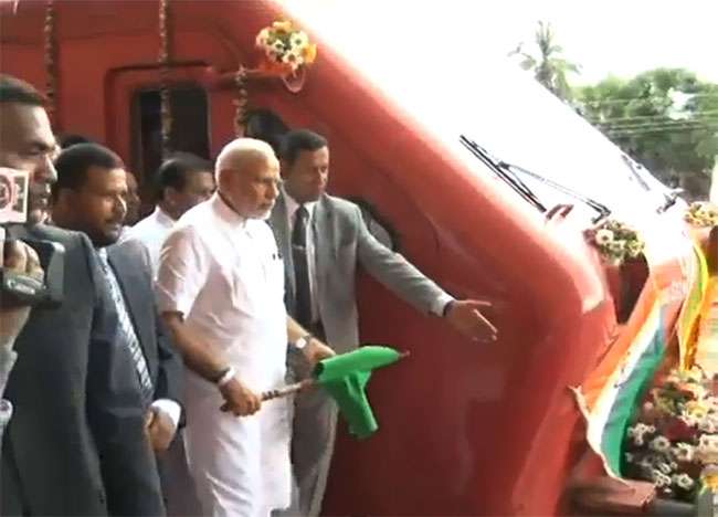 Modi flags off train service at Talaimannar Pier