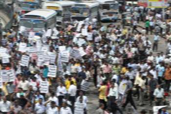 Road closed due to protest by lawyers 
