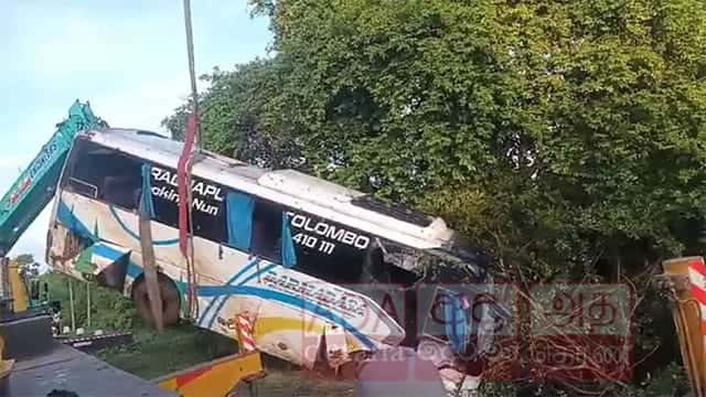 12 injured as bus veers off road and overturns in Puttalam