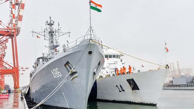 Three Indian Navy and Coast Guard vessels arrive in Sri Lanka 