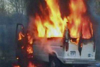 Vehicle gutted in fire on Expressway