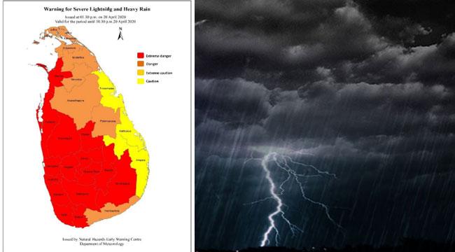 ‘Red’ warning for severe lightning and heavy rain