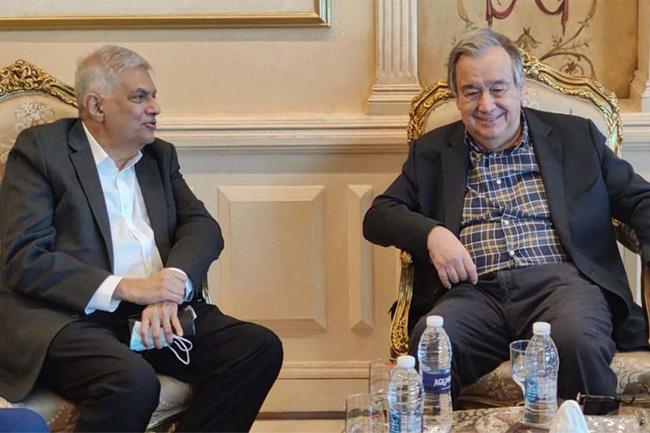 President Ranil meets UN Secretary-General in Egypt