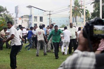 VIDEO: Tense situation outside Sirikotha, road closed