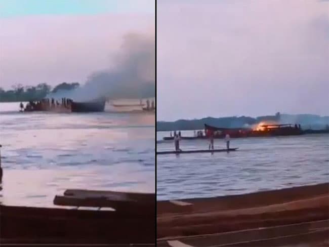 Boat catches fire in Congo and capsizes, leaving at least 50 people dead, hundreds missing
