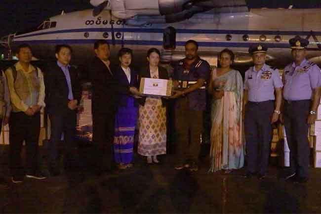 Myanmar military aircraft carrying relief supplies arrives in Sri Lanka 