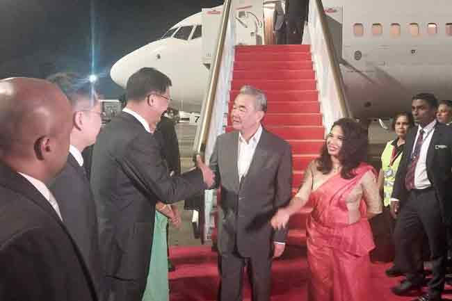 China’s Foreign Minister arrives in Sri Lanka on transit visit