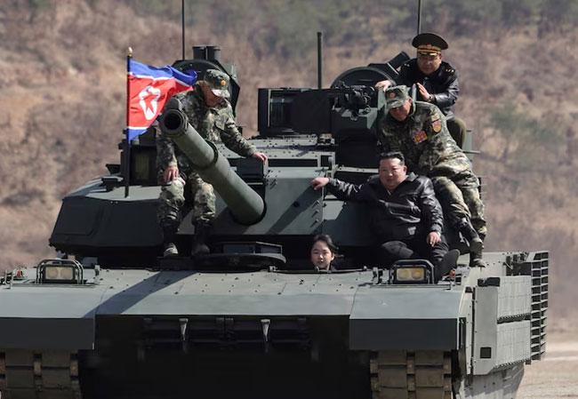 North Korean leader’s teenage daughter drives tank in latest public appearance