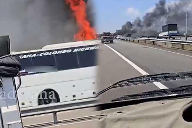 Luxury private bus catches fire on expressway; No Injuries reported