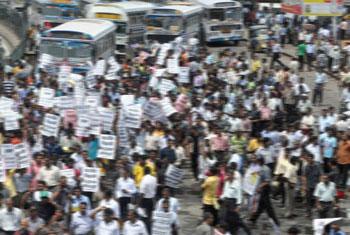 Road closed due to protest by lawyers 