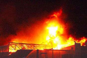 Fire breaks out at a factory in Pugoda