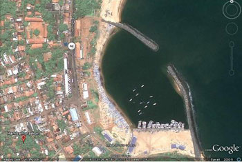 Hambantota port rock blasted