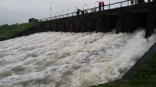 Ten sluice gates of Parakrama Samudra opened