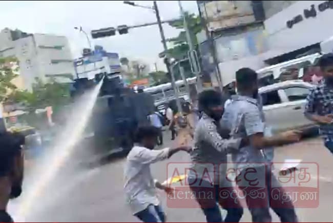 Police fire water cannons at protest in Borella; IUSF convenor arrested