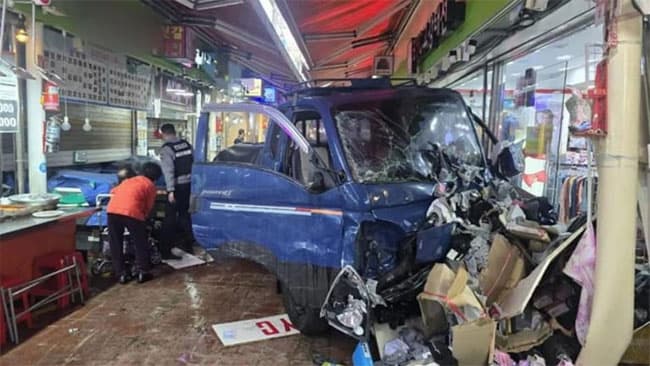 Two dead, 18 hurt in South Korea after truck crashes into market