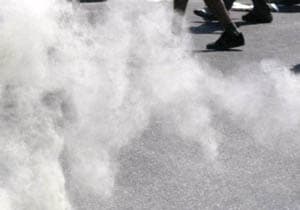 Jordanian police teargas striking Lankans