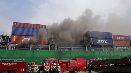 Fire erupts on ship at Colombo Port