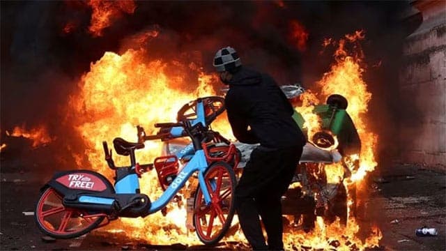 Paris police ban people carrying petrol or fireworks following weekend riots