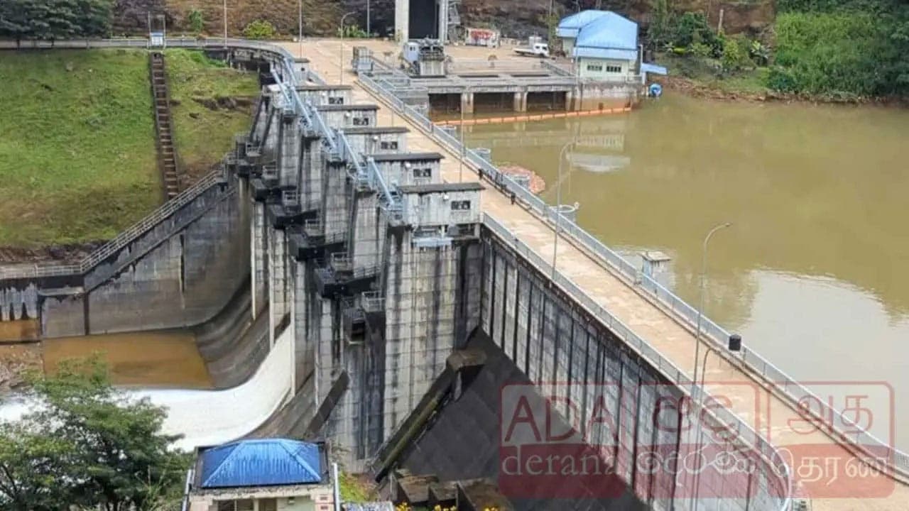 Spill gate of Upper Kotmale Reservoir remains open amid heavy rain