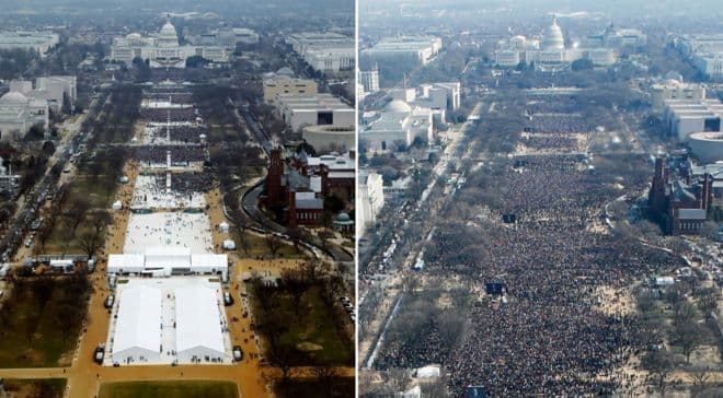 Trump claims media ‘dishonest’ over crowd photos