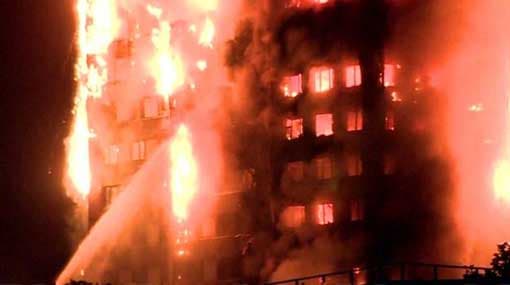 Fire engulfs Grenfell tower block in west London