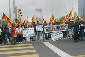 Sri Lankans protest against resolution in Geneva