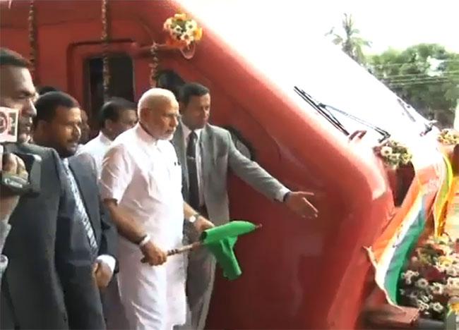 Modi flags off train service at Talaimannar Pier