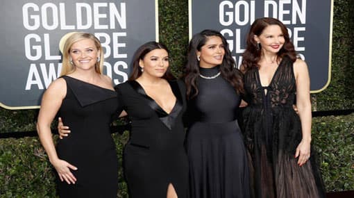 Stars wearing black on Golden Globe red carpet