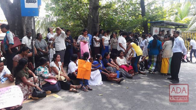 Wives of war-disabled soldiers protest in Colombo