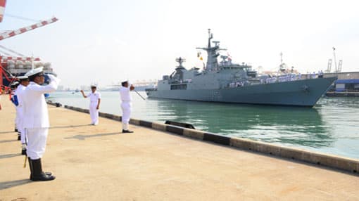 Bangladeshi Naval ship in the island