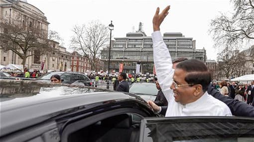 President Sirisena arrives in London for CHOGM