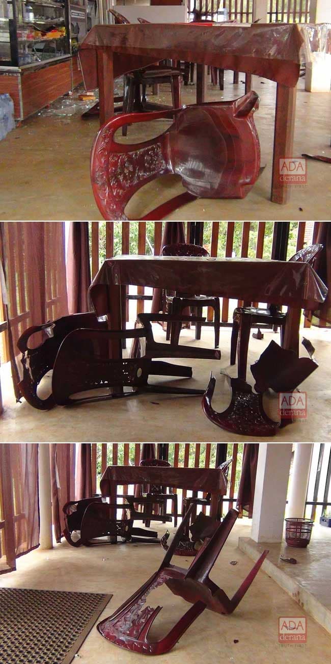 Hotel in Anamaduwa attacked by a group of thugs