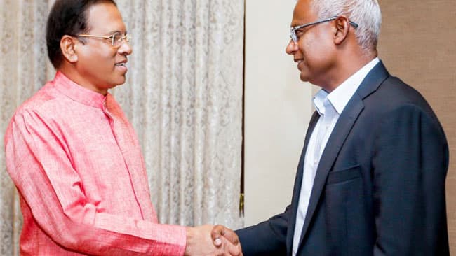 President Sirisena meets new Maldivian President