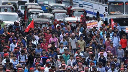 Heavy traffic in Town Hall due to protest