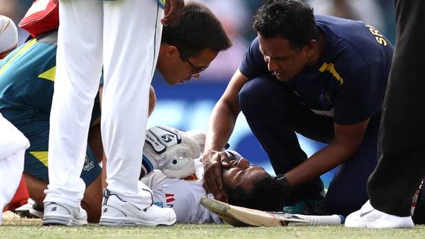 Dimuth Karunaratne taken to hospital after being hit in the neck