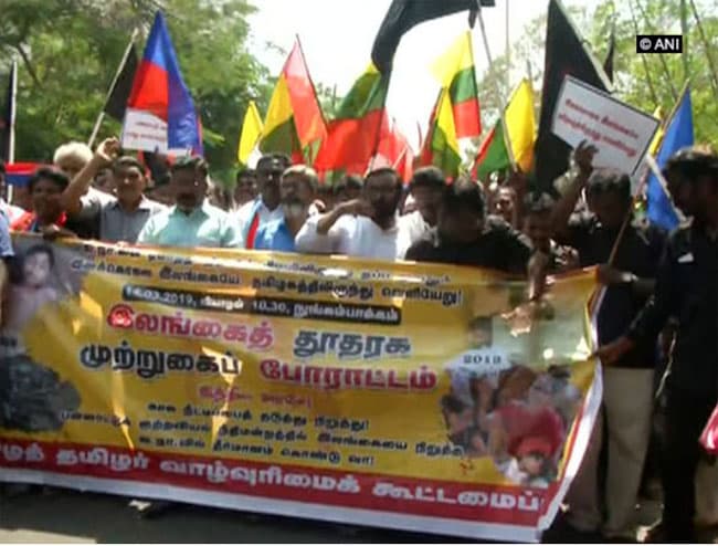 Protest near Sri Lankan High Commission in Chennai