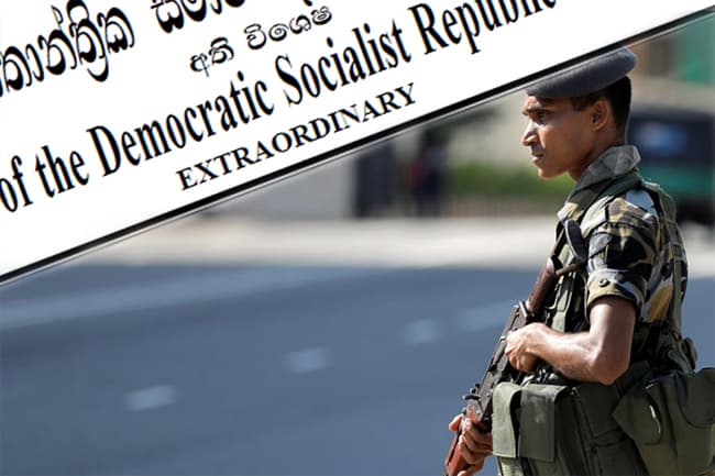 Gazette issued calling upon armed forces to maintain public order