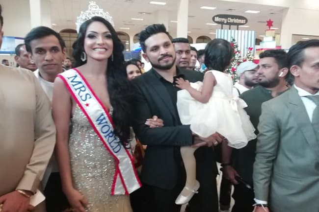 Mrs. World 2020 Caroline Jurie arrives in Sri Lanka