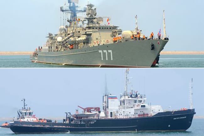 Two Russian naval ships arrive at Colombo Port