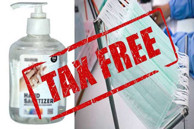 Taxes on imported face masks, sanitizers waived off