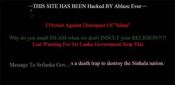 Hackers deface three Lankan Govt. sites as a protest against ‘disrespect of Islam’