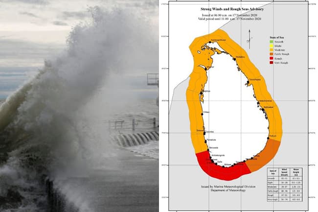 Met. Dept. issues advisory for heavy showers, gusty winds & rough seas