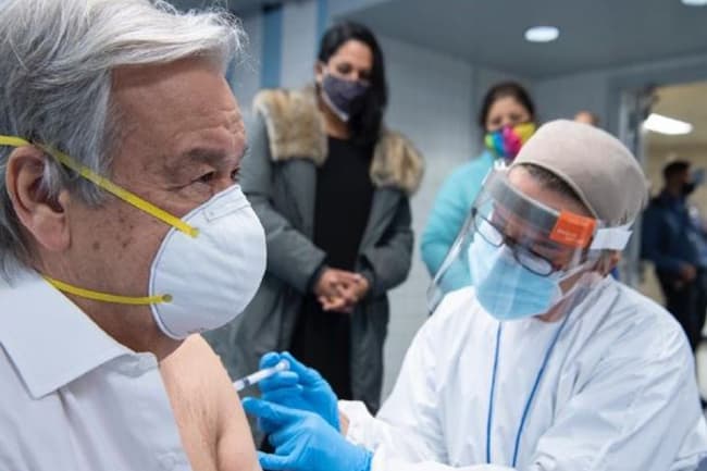 UN chief António Guterres receives COVID-19 vaccine